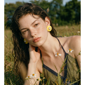 Boucles d'oreilles JINYOU 7183 en acier inoxydable plaqué or PVD imperméable, hypoallergéniques, avec perles en émail - Product Image 5