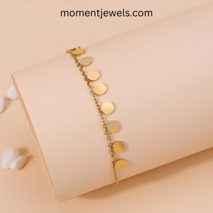 Adjustable Gold Stretch Charm Bracelet <b>Titanium</b> Steel Minimalist Waterproof Non Tarnish Elastic Daily Wear Jewelry - Product Image 2