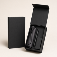 Boîte magnétique pliable sur mesure, design pliable à plat, noire, avec ouverture latérale courte, pour support d'emballage de marque.