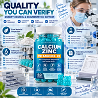 Gummies OEM ODM à Marque Blanche Calcium Zinc Vitamine D3 K2 pour Adultes – 60 Gummies pour la Santé Osseuse et le Soutien Immunitaire – Certifié GMP