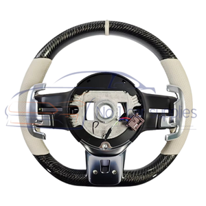 Volant en cuir beige modifié en fibre de carbone pour Mercedes Benz C GLC E S CLS <span class=keywords><strong>AMG</strong></span> ZC-223-T2-GW - Product Image 3
