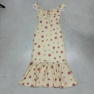 Vestido largo floral sexy francés, estilo vacaciones en el campo, con pequeñas mangas abullonadas, elegante y lindo, con cuello cuadrado, vestido de verano. - Product Image 6