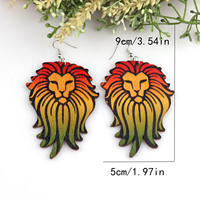 Pendientes de madera estampado León Rasta