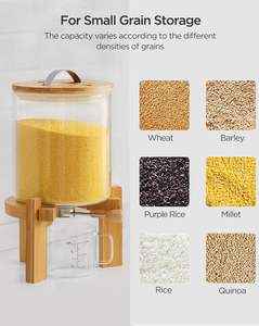 Conteneur à farine et céréales de 5 L et 8 L, distributeur de riz avec support en bambou et tasse à mesurer - Product Image 6