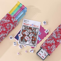 Jeu de Mahjong américain portable personnalisé avec motif de cerf de Noël, ensemble complet avec supports de tuiles en acrylique
