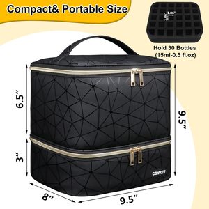 Free Sample Outdoor Carrying Manicure Tools Travel Cosmetic <b>Organizer</b> Removable Divider Double Layer <b>Nail</b> <b>Polish</b> Storage Bags - Product Image 6