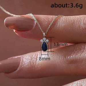 Mini collana con ciondolo blu reale per donna, catena geometrica semplice per maglione, gioielli alla moda - Product Image 4