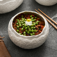 Bol à riz en céramique grès à motif rocheux irrégulier, bols à ramen, soupes et salades en porcelaine pour la vaisselle d'hôtel et de restaurant