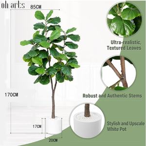 Oh Arts Factory <span class=keywords><strong>Custom</strong></span> 170 CM Altura Real Touch 63 Hojas Árbol de hoja de violín artificial en maceta de plástico Plantas verdes ornamentales - Product Image 2