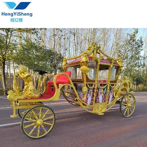 Golden luxury classical princess royal carriage wedding sightseeing carriage manufacturer for sale