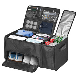Trunk Organizer Foldable Car Storage Bag With Cooler Compartment For Golf Shoes And Gear 8-11 Pockets Polyester Material - Product Image 1