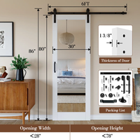 Porte coulissante miroir Wekis en verre et acier, panneau blanc apprêté pré-percé avec kit de quincaillerie pour projet de placard ou salle de bain