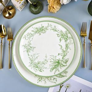 Juego de Vajilla de Cerámica con Diseño de Plantas Personalizado de Alta Calidad, Platos Base Ecológicos de Color Personalizado de 12 Pulgadas para Restaurante - Product Image 4
