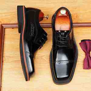 Chaussures habillées classiques de luxe en cuir véritable italien pour hommes, en cuir de vachette, pour mariage - Product Image 2