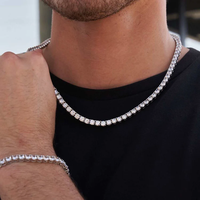 Bracelet chaîne tennis en acier inoxydable plaqué or 18 carats, étanche, 4 mm, avec diamants et pierres de moissanite, pour homme