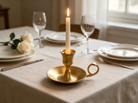 Chandelier vintage en métal doré, porte-bougie à base gaufrée pour la décoration de table de mariage ou de la maison