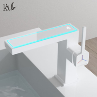 Robinet de lavabo YaKe sans contact en laiton avec affichage numérique LED intelligent, résistant aux éclaboussures, mitigeur d'eau chaude et froide à poser pour salle de bain