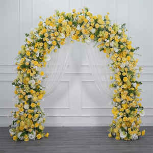 Customize Backdrop Artificial Silk yellow Colors Flower Arch Customizable Size Wedding background decor - Product Image 1
