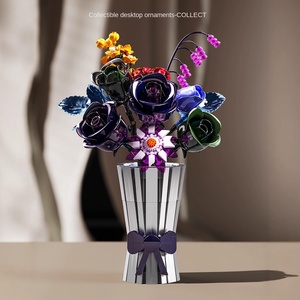 Nuovo edificio blocchi di plastica per donne regalo di san valentino orchidea rosa Bouquet set di modelli di ortografia - Product Image 4