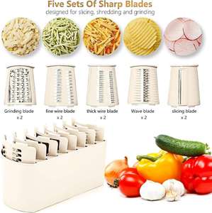 Kitchen 5 in 1 Manual Drum Rotary Cheese Grater Round Mandoline <b>Vegetable</b> <b>Cutter</b> Potato Slicer Food Chopper Safe Food Grinder - Product Image 2