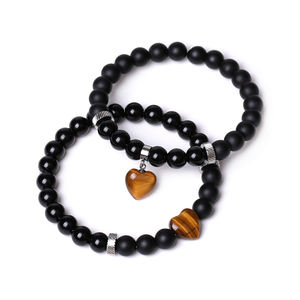 Ensemble de bijoux en pierre naturelle, agate, perles élastiques, bracelet de <span class=keywords><strong>distance</strong></span> pour couples, yoga, cœur, pour homme et femme, <span class=keywords><strong>cadeau</strong></span> de mariage, tendance - Product Image 2