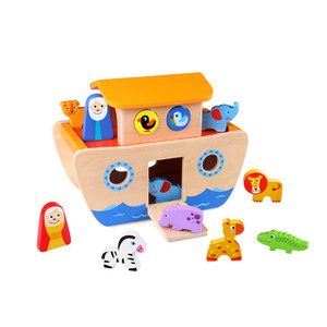 Gioco Educativo in Legno Ecologico dell'Arca di Noè, Gioco di Forme e Ordinamento per Bambini dai 24 Mesi in Su - Product Image 1