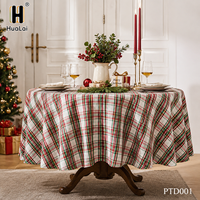 Nappe ronde HuaLai 120 pouces en polyester effet coton à motif tartan écossais pour les repas de Noël, sans plis, personnalisable