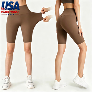 USA Warehouse Stock Fast Shipping for Yoga Shorts Butt Lifting Seamless Biker Mid Waist Tummy Control Elastic Waist - Product Image 1