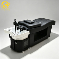 Fauteuil de lavage et de massage capillaire réglable sur mesure pour salon de coiffure et spa, en cuir PU noir et blanc, avec structure en acier inoxydable durable, pour instituts de beauté et barbiers