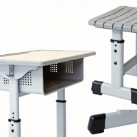 Ensemble de tables et chaises pour la maternelle avec tiroir de rangement et crochets pour jouets, design coloré à bords arrondis, mobilier scolaire pour enfants OEM/ODM