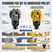 Буровое долото PDC Drillsoltek с твердосплавным напылением для бурения горных пород, разведки и работы в абразивных условиях