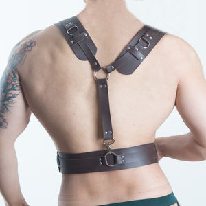 Herren Leder Körper gürtel Punk verstellbare Kunstleder Körper Brust gürtel Clubwear mit ausgefallenen Schnallen Ringe für Homosexuell - Product Image 4