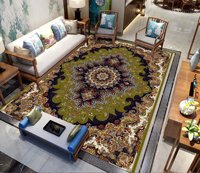 Tapis rectangulaire bohème floral personnalisé en usine, décoration intérieure, fabriqué à la machine, respectueux de l'environnement, adapté aux animaux domestiques, en polyester, tapis de salon