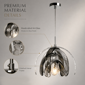 Lámpara Colgante Moderna de Lujo Ligero, de Cristal Hecho a Mano, con Pétalos de Cristal Ahumado Transparente, para Comedor, Isla de Cocina, Hotel, OEM - Product Image 6