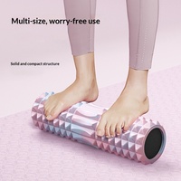 Rouleau en mousse EVA solide pour la relaxation musculaire et l'amincissement des jambes ; Motif à dégradé de rigidité ; Accessoire professionnel pour le yoga