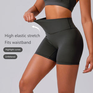 DF214 персиковый лифтинг шорты для йоги стрейч Высокая талия Бег Фитнес плотные бесшовные спортивные - Product Image 4