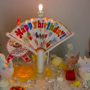 Velas em forma de ventilador surpresa, velas engraçadas de festa de feliz aniversário, bolo, decoração, crianças, influenciador, velas criativas