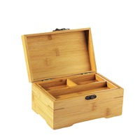 Boîte de rangement en bambou naturel écologique en gros avec plateau à deux compartiments utilisation de cuisine de bureau conteneurs de sécurité alimentaire