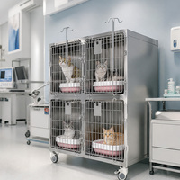 Cage pour chat à quatre compartiments JLA-VC04, acier inoxydable 304 de haute qualité, mobilier moderne, clinique vétérinaire, fabrication chinoise