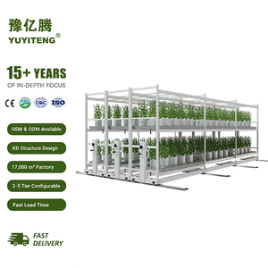 Sistema di coltivazione verticale mobile a due livelli 4x8ft per interni con vassoi alimentari in ABS - Product Image 1