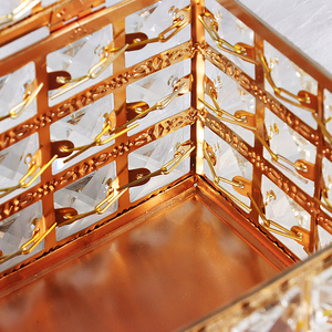 Hộp Khăn Giấy Kim Loại Hình Vuông Hạt Pha Lê Vàng Thủ Công Trang Trí Tiệc Cưới - Product Image 6