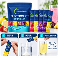 Sachets de poudre d'électrolytes sans sucre pour une hydratation rapide, bâtonnets d'électrolytes végétaliens pour le soutien énergétique