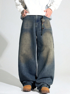 <span class=keywords><strong>Jeans</strong></span> Casual da <span class=keywords><strong>Uomo</strong></span> Stile <span class=keywords><strong>Boyfriend</strong></span>, Gamba Larga, Effetto Vissuto, Vestibilità Comoda, Pantaloni a Gamba Dritta - Product Image 3