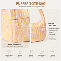 Sac à bandoulière matelassé personnalisé avec logo pour femme, grand sac fourre-tout imprimé floral, sac à main bandoulière grande capacité, usine OEM ODM