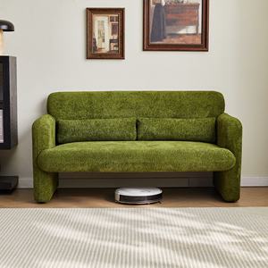 MDS-S015 Canapé moderne en tissu à deux places, dossier rembourré, cadre en bois facile à installer, vert, salon, appartement - Product Image 1