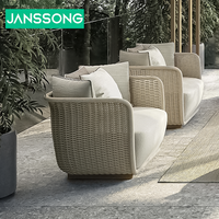 Ensemble de mobilier de jardin en rotin tressé personnalisé pour extérieur, avec structure métallique, canapé, pour hôtel, résistant à l'eau, durable, pour les loisirs