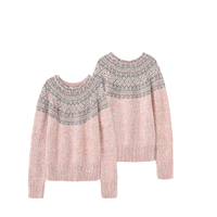 Ensemble pull tricoté rayé personnalisé pour femme, col rond, anti-boulochage, anti-plis, épais, décontracté, avec logo frontal, pour l'hiver