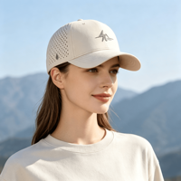 Casquette de baseball sportive personnalisée avec broderie et perforations laser, séchage rapide, respirante, visière incurvée, ajustable, unisexe, pour la course à pied