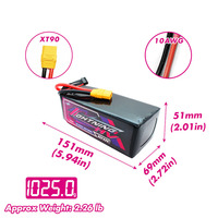 Baterai Lipo CNHL Lightning LiHV 7800mAh 26.6V 7S 120C HV dengan Konektor XT90