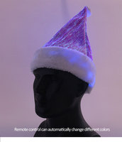 Gorro con Fibra Óptica, Tejido Textil, Recargable por USB, con Colores RGB Cambiables, Regalos Navideños